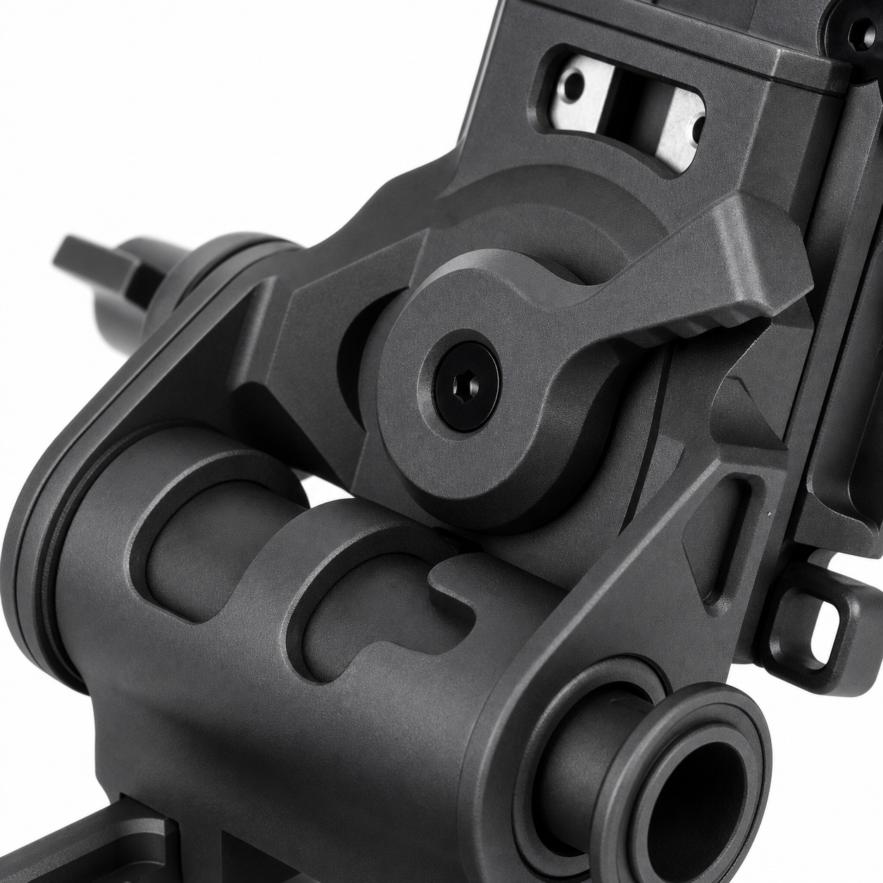 Neutral close-up of a lightweight adjustment component